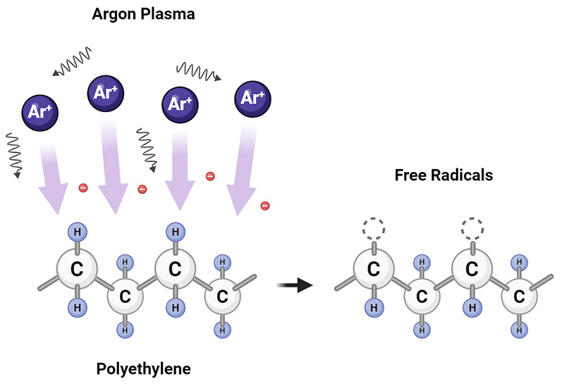 氩离子轰击在 PE 表面留下自由基